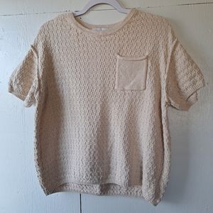 Free People Beach Cotton Knit Short Sleeve Pocket Top SZ XS
